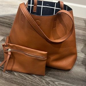 Faux leather tote bag
